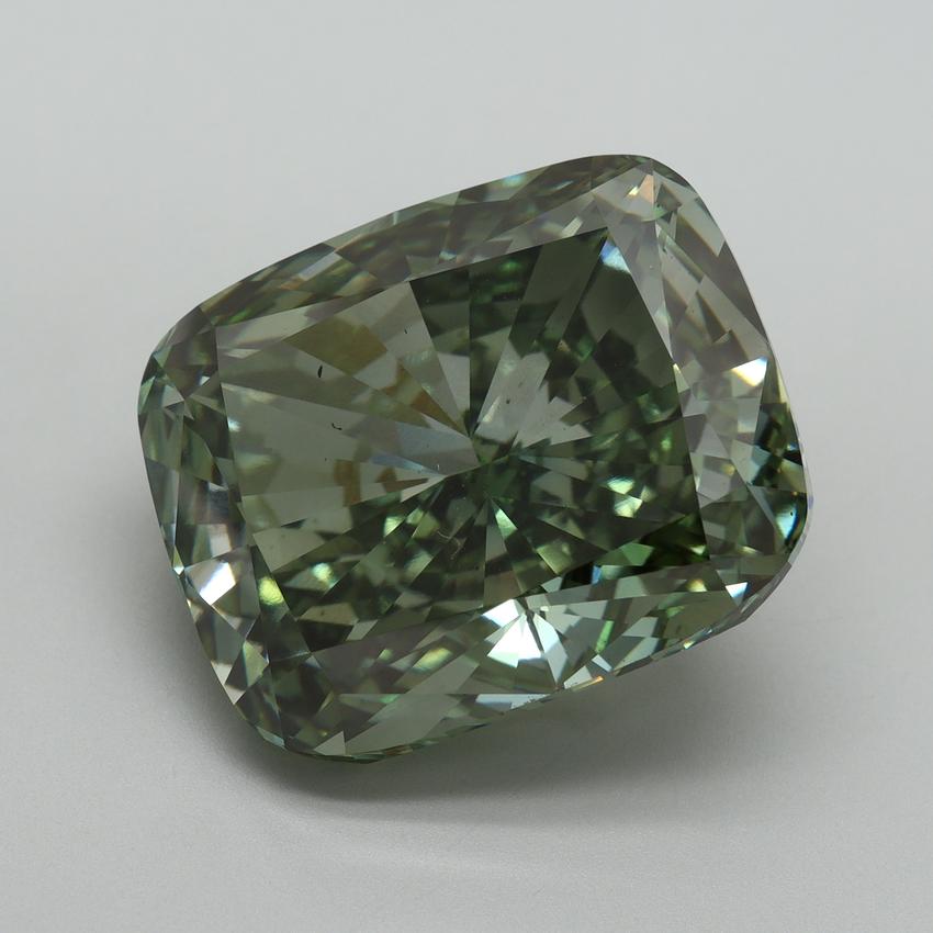 21.14 Ct. Fancy Vivid Green Cushion Lab Grown Diamond